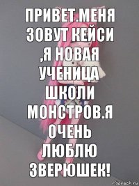 Привет.Меня зовут кейси ,я новая ученица школи монстров.Я очень люблю зверюшек!