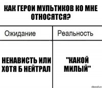 Как герои мультиков ко мне относятся? Ненависть или хотя б нейтрал "Какой милый"