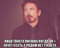  лицо твоего писюна когда он = хочет ссать а рядом нет туалета