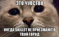 это чувство когда skillet не приезжают в твой город