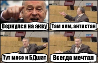 Вернулся на акву Там аим, антистан Тут мясо и БДшат Всегда мечтал