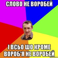 слово не воробей і всьо шо кроме вороб'я не воробей