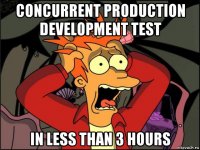 concurrent production development test in less than 3 hours