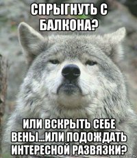 спрыгнуть с балкона? или вскрыть себе вены...или подождать интересной развязки?