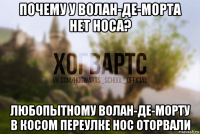 почему у волан-де-морта нет носа? любопытному волан-де-морту в косом переулке нос оторвали