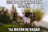 если ты не читал гарри поттера ты жизни не видал
