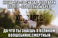 когда кто-то сказал, что гарри поттер - это полный бред да что ты знаешь о великом волшебнике,смертный