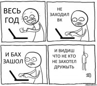 ВЕСЬ ГОД НЕ ЗАХОДИЛ ВК И БАХ ЗАШОЛ И ВИДИШ ЧТО НЕ КТО НЕ ЗАХОТЕЛ ДРУЖЫТЬ