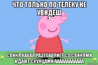 что только по телеку не увидеш свиня какая разгоавриет со свинями и даже скунцами аааааааааааа