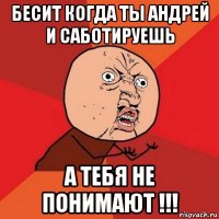 бесит когда ты андрей и саботируешь а тебя не понимают !!!