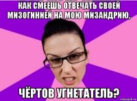 как смеешь отвечать своей мизогинией на мою мизандрию, чёртов угнетатель?