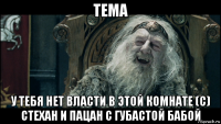 тема у тебя нет власти в этой комнате (с) стехан и пацан с губастой бабой