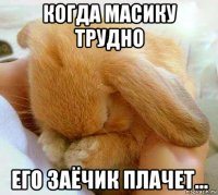 когда масику трудно его заёчик плачет...
