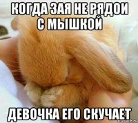 когда зая не рядои с мышкой девочка его скучает