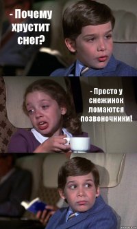 - Почему хрустит снег? - Просто у снежинок ломаются позвоночники! 