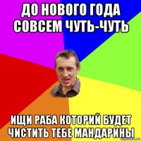 до нового года совсем чуть-чуть ищи раба которий будет чистить тебе мандарины