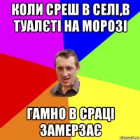 коли среш в селі,в туалєті на морозі гамно в сраці замерзає