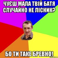 чуєш мала твій батя случайно не лісник? бо ти таке бревно!