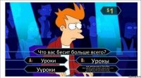 Что вас бесит больше всего? Уроки Урокы Ууроки Когда грёбанный фокси в 5:59мин:59сек
Утра прибегает делает из твоего кресла туалет, и ты выкидываешь свой компьютер из окна нахууууй!!!1!1!1!1!1!1!!1!1!1!!1!1!1!111!