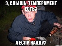 э, слышь, темперамент есть? а если найду?