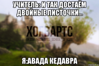 учитель: и так достаём двойные листочки... я:авада кедавра