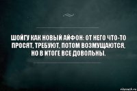 Шойгу как новый айфон: от него что-то просят, требуют, потом возмущаются, но в итоге все довольны.