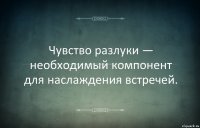 Чувство разлуки — необходимый компонент для наслаждения встречей.