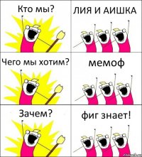 Кто мы? ЛИЯ И АИШКА Чего мы хотим? мемоф Зачем? фиг знает!