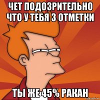 чет подозрительно что у тебя 3 отметки ты же 45% ракан