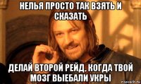 нелья просто так взять и сказать делай второй рейд, когда твой мозг выебали укры