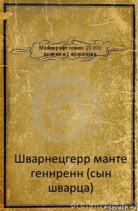 Майнкрафт говно: 15 000 причин и 1 присказка Шварнецгерр манте геннренн (сын шварца)