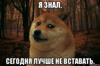 я знал, сегодня лучше не вставать.