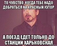 то чувство, когда тебе надо добраться на красный хутор а поезд едет только до станции харьковская