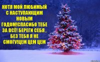 Котя мой любимый с наступающим новым годом!Спасибо тебе за всё! Береги себя , без тебя я не смогу!Цем цем цем