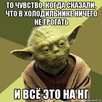 то чувство, когда сказали, что в холодильнике ничего не трогать и всё это на нг