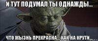 и тут подумал ты однажды... что жызнь прекрасна... как на крути...