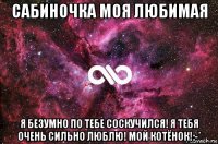 сабиночка моя любимая я безумно по тебе соскучился! я тебя очень сильно люблю! мой котёнок!:-*