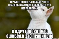 то чувство когда сказал чтото правельно а ктото сказал что это неправильно и вдру говорит что ошибся,и это правильно