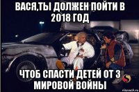 вася,ты должен пойти в 2018 год чтоб спасти детей от 3 мировой войны