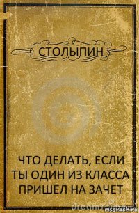 СТОЛЫПИН ЧТО ДЕЛАТЬ, ЕСЛИ ТЫ ОДИН ИЗ КЛАССА ПРИШЕЛ НА ЗАЧЕТ