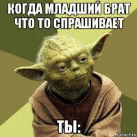 когда младший брат что то спрашивает ты: