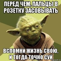 перед чем, пальцы в розетку засовывать вспомни жизнь свою, и тогда точно суй