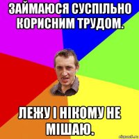 займаюся суспільно корисним трудом. лежу і нікому не мішаю.