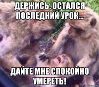 держись, остался последний урок... дайте мне спокойно умереть!