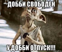 добби свободен у добби отпуск!!!