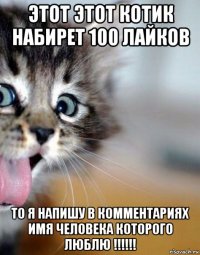 этот этот котик набирет 100 лайков то я напишу в комментариях имя человека которого люблю !!!!!!
