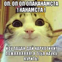 оп, оп оп опаканамста ! канамста ! йоу пацан дай наркотики! пожяяяяяяя! я тебя науку курить!