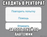 сходить в ректорат за попыткой по анатомии