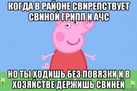 когда в районе свирепствует свиной грипп и ачс но ты ходишь без повязки и в хозяйстве держишь свиней