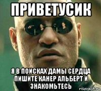 приветусик я в поисках дамы сердца пишите канер альберт и знакомьтесь